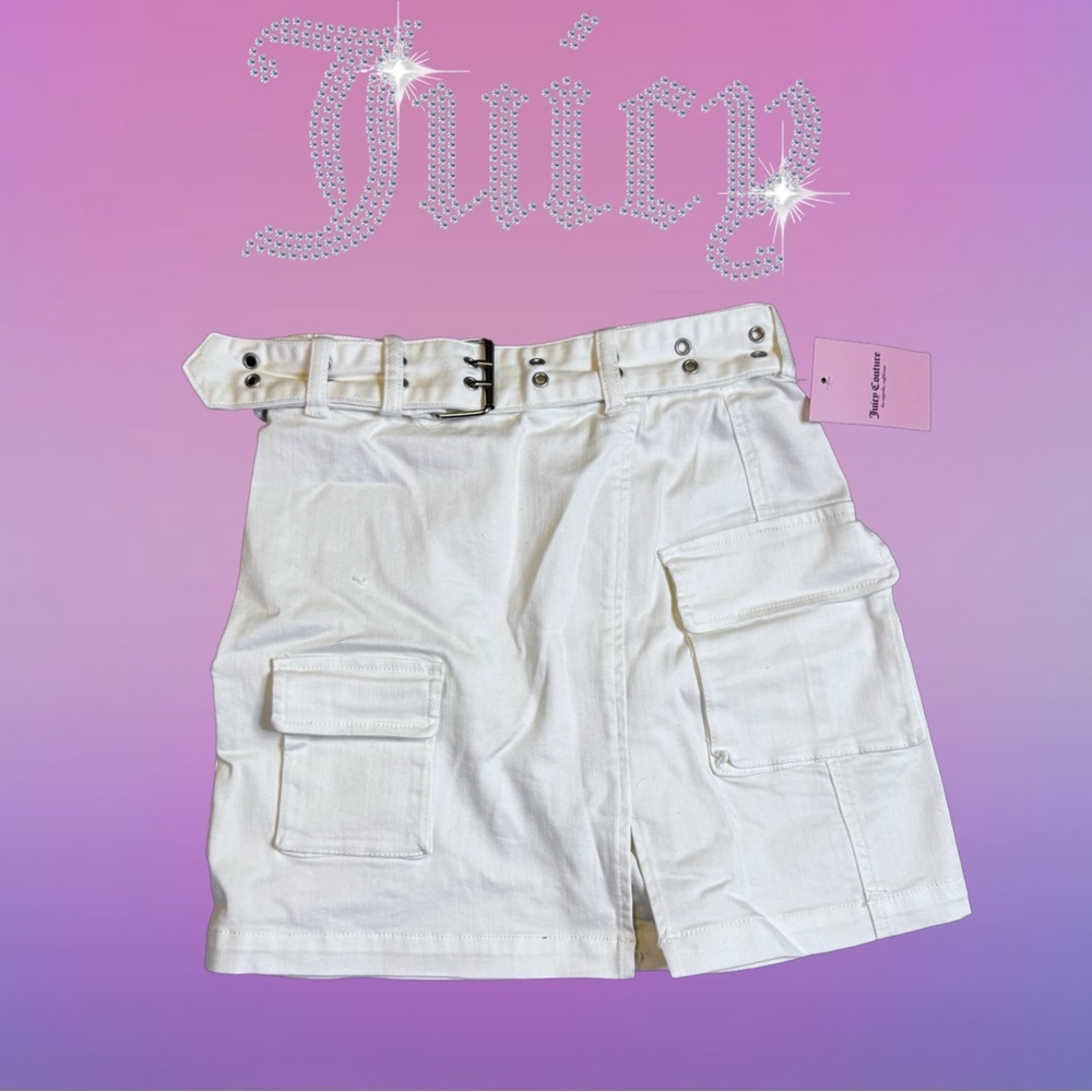NWT Juicy Couture Cargo Skirt w/ Belt White Tennis Skirt Retro - Picture 1 of 5